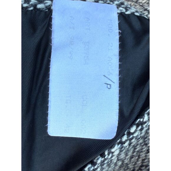 OLIVER Tweed Faux Fur Collar Belted Long Coat Women Black White Herringbone - Picture 4 of 7